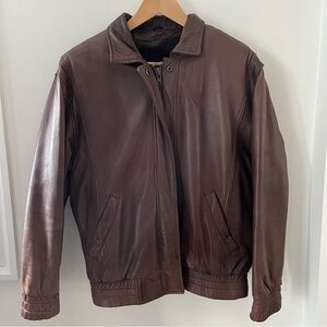 Abercrombie & Fitch Brown Leather Bomber Jacket